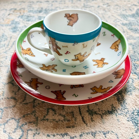 Tiffany & Co. Other - Tiffany & Co. Alphabet Bears 3 piece Dining Set Plate Bowl Cup Baby Gift China